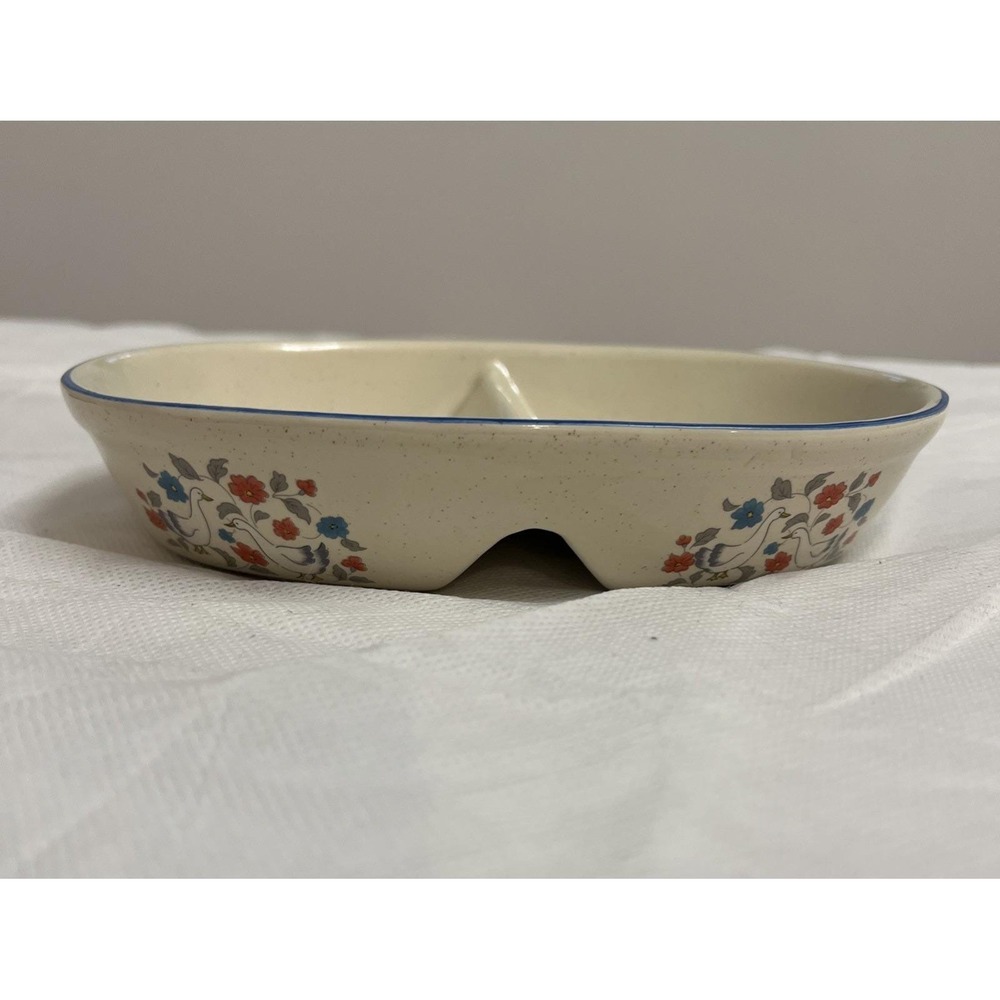 Vintage 80s 90s Divided Geese Split Baking Dish Country Collection CollectorRare